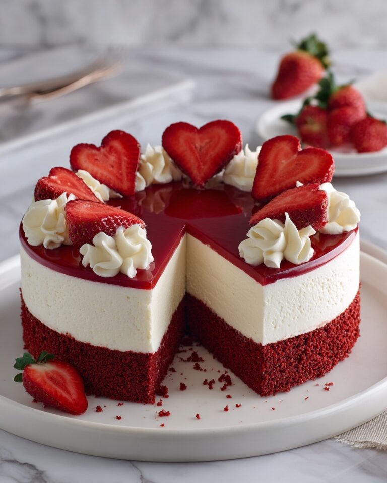 Red Velvet Strawberry Cheesecake Layered Cake Recipe