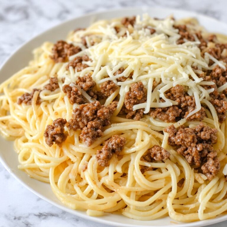 Cheesy Garlic Butter Linguine with Savory Ground Beef Recipe