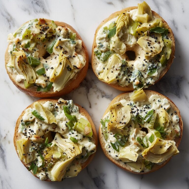 Cheesy Spinach-Artichoke Bagels Recipe