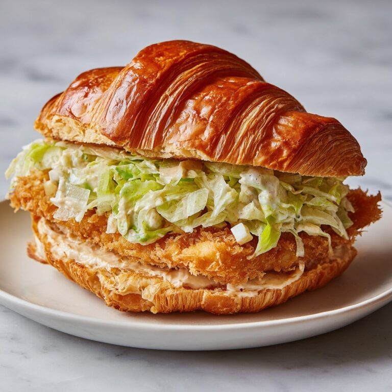 Chicken Caesar Croissant with Crispy Fried Chicken and Caesar Salad Recipe