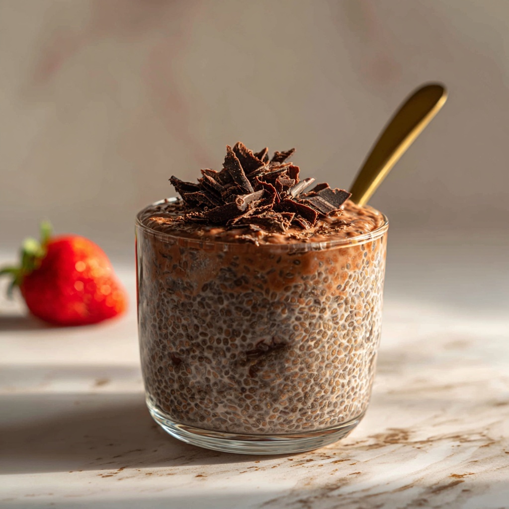 Chocolate Chia Pudding with Strawberry, Cacao Nibs, and Peanut Butter Recipe - Recipe Image