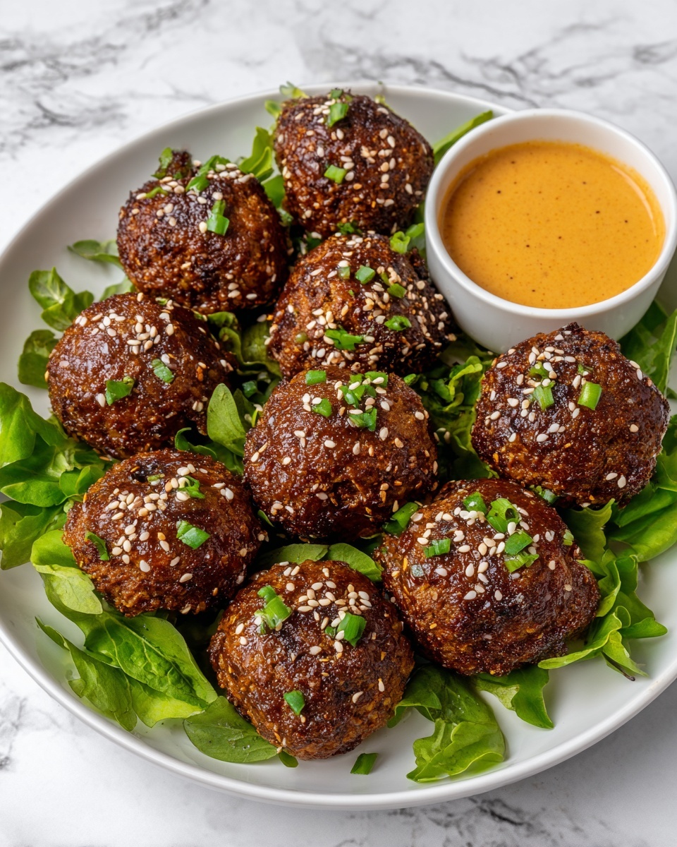 Korean BBQ Meatballs with Spicy Mayo Dip Recipe - Recipe Image