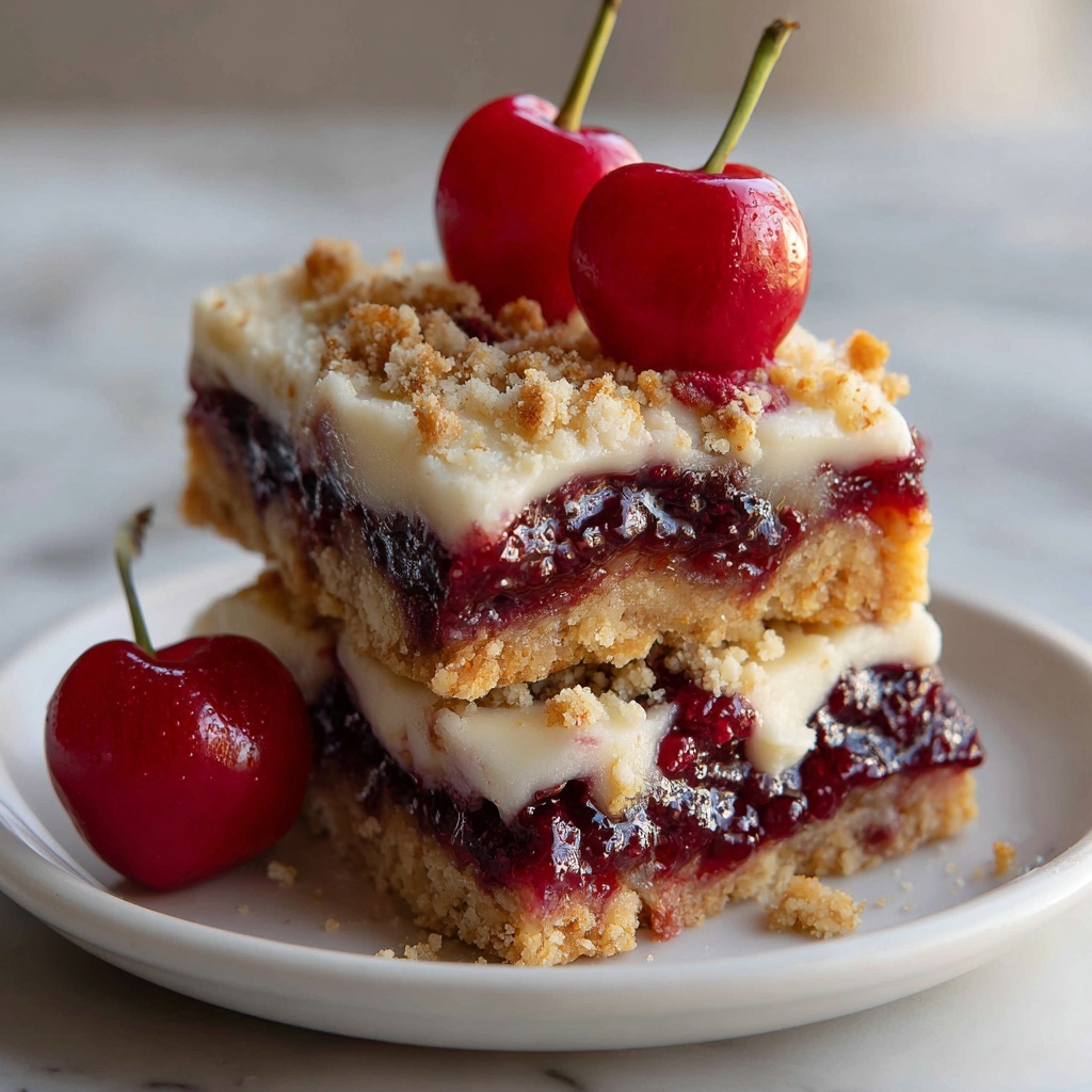 Christmas Cherry Cheesecake Bars Recipe - Recipe Image