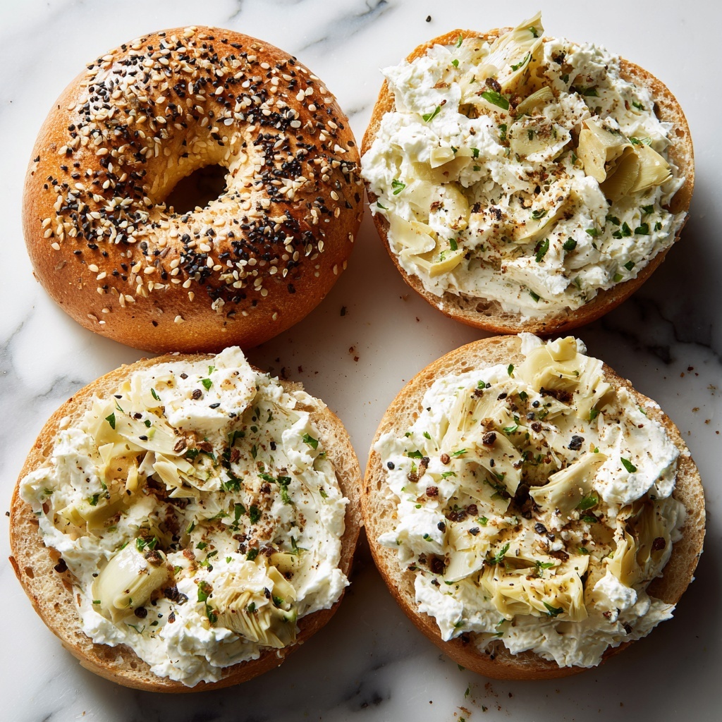Cheesy Spinach-Artichoke Bagels Recipe - Recipe Image
