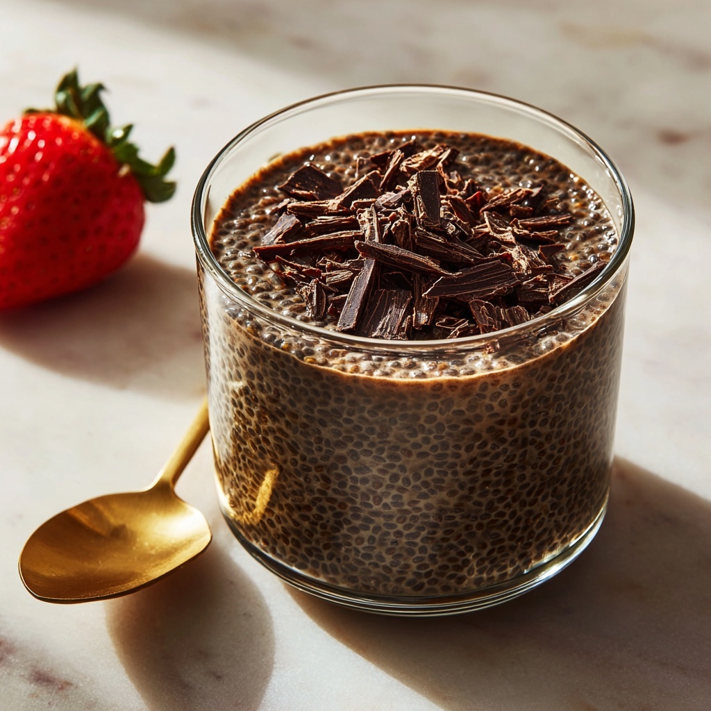 Chocolate Chia Pudding with Strawberry, Cacao Nibs, and Peanut Butter Recipe - Recipe Image