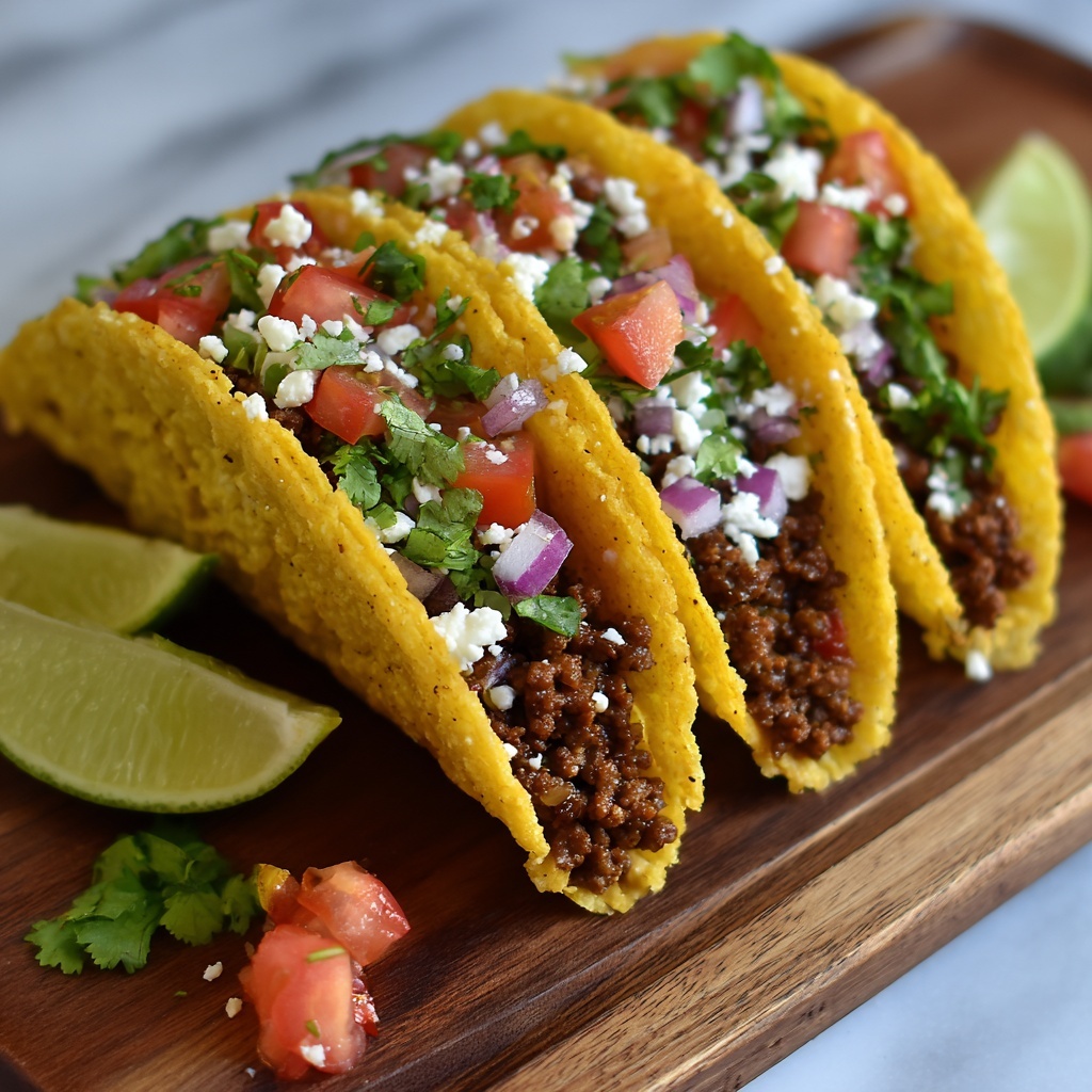 Crispy Ground Beef Tacos Fast Recipe - Recipe Image
