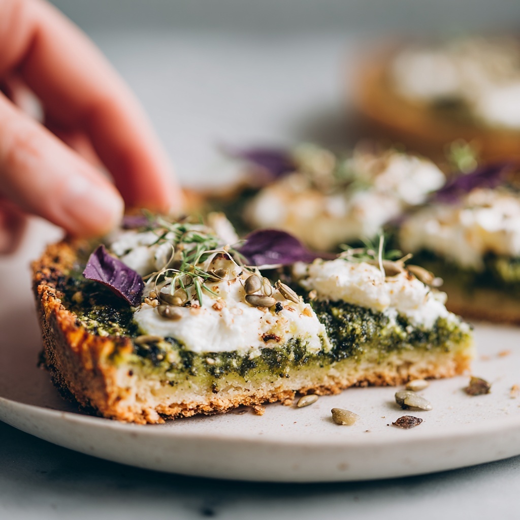Pistachio Pesto Pizza with Asparagus, Peas, and Microgreens Recipe - Recipe Image