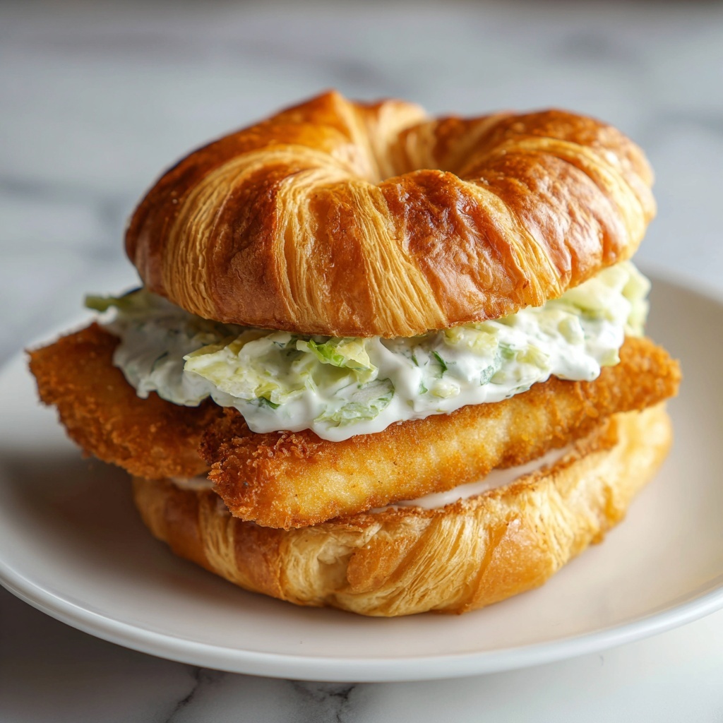 Chicken Caesar Croissant with Crispy Fried Chicken and Caesar Salad Recipe - Recipe Image
