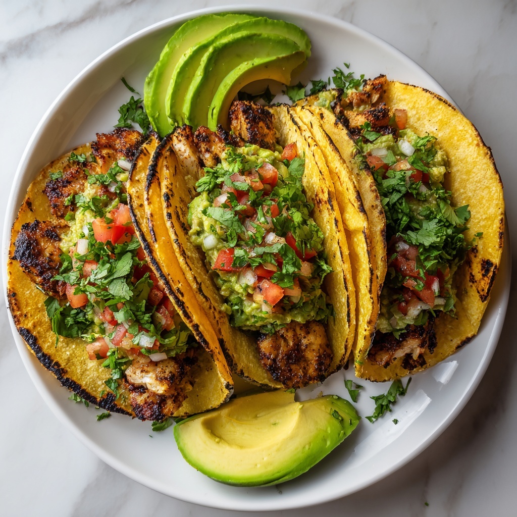 Crispy Poblano Chicken Tacos with Avocado-Jalapeño Salsa Recipe - Recipe Image