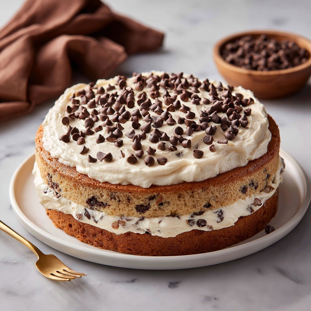 Chocolate Chip Cookie Cake with Cream Cheese Frosting and Chocolate Ganache Recipe - Recipe Image