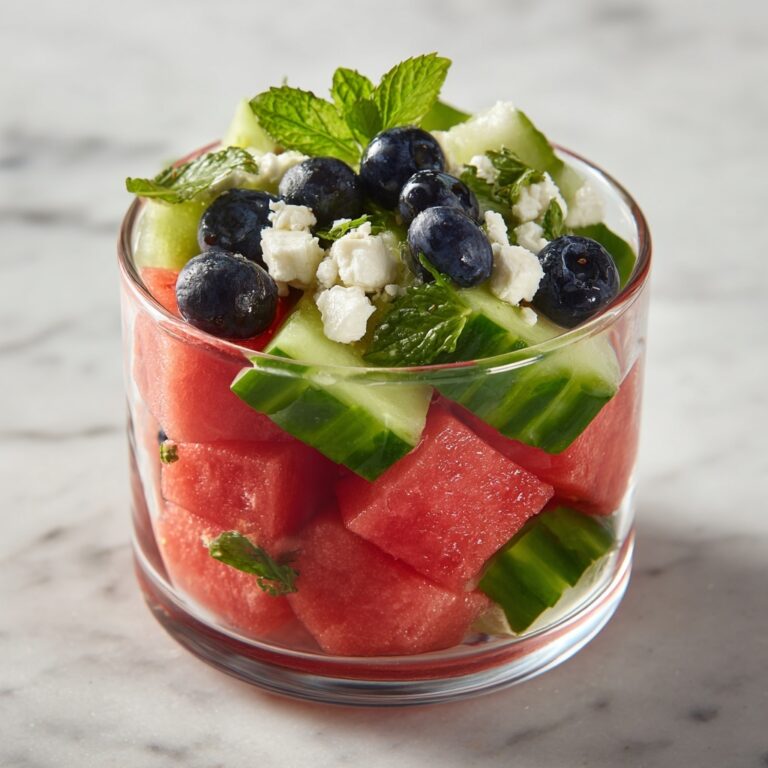 Watermelon Feta Salad with Cucumber and Blueberries Recipe