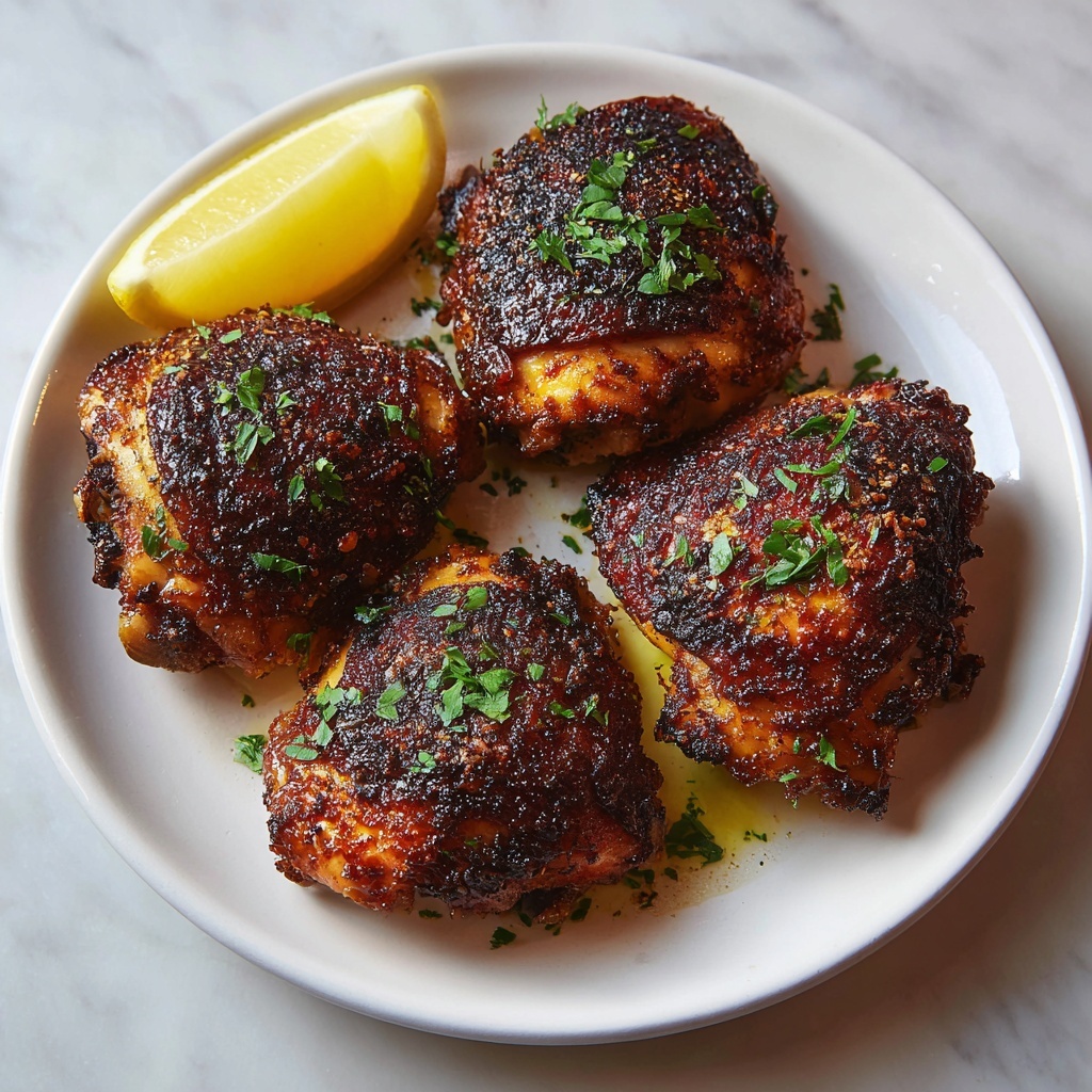 Crispy Air Fryer Chicken Thighs with Lemon and Herbs Recipe - Recipe Image