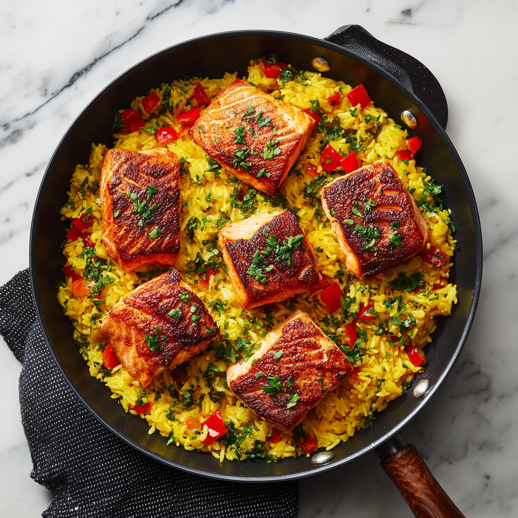One-Pan Salmon and Rice Recipe - Recipe Image