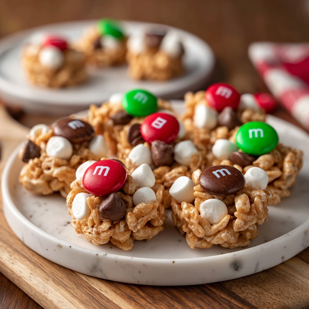 Christmas M&M Peanut Butter Clusters Recipe - Recipe Image