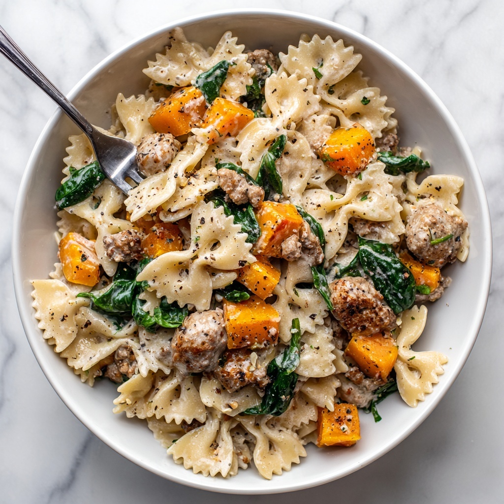 Butternut Squash Pasta with Sausage and Spinach Recipe - Recipe Image