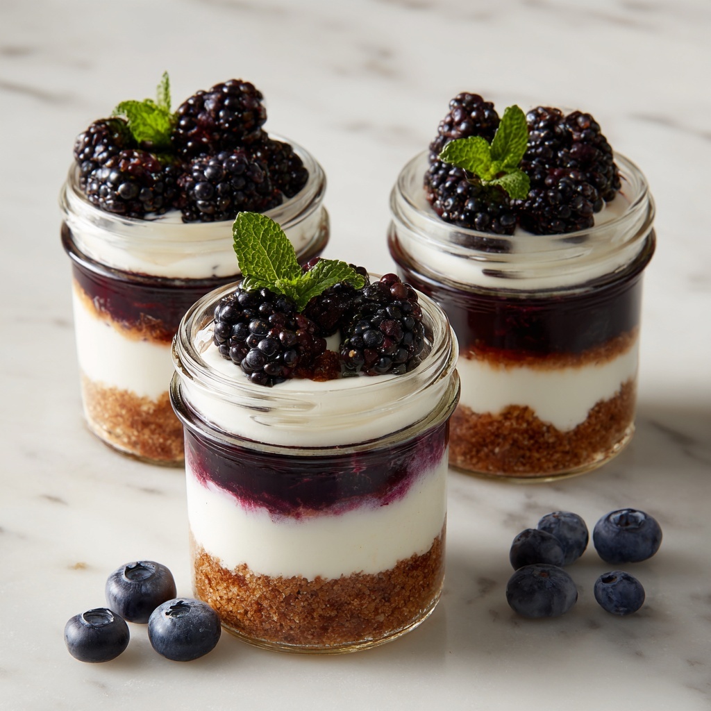 Blueberry Lemon No Bake Cheesecake Jars Recipe - Recipe Image