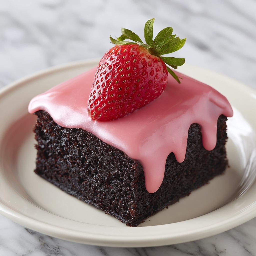 Strawberry Brownies with Pink Glaze Recipe - Recipe Image
