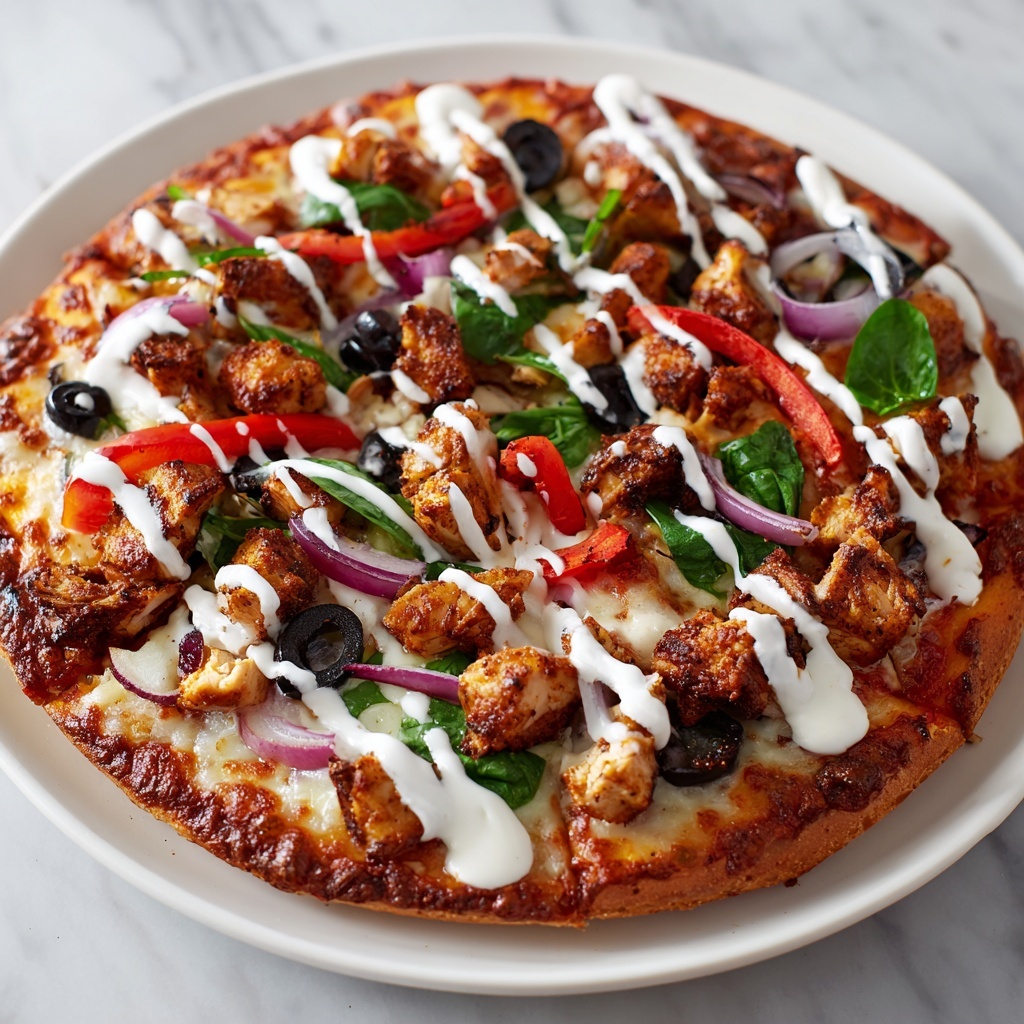 Greek Chicken Pizza with Tzatziki Drizzle Recipe - Recipe Image