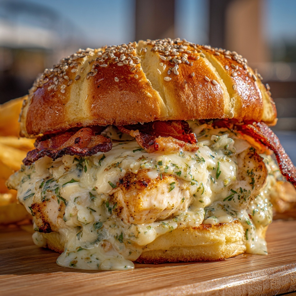 Easy and Cheesy Chicken Bacon Ranch Sandwich Recipe - Recipe Image