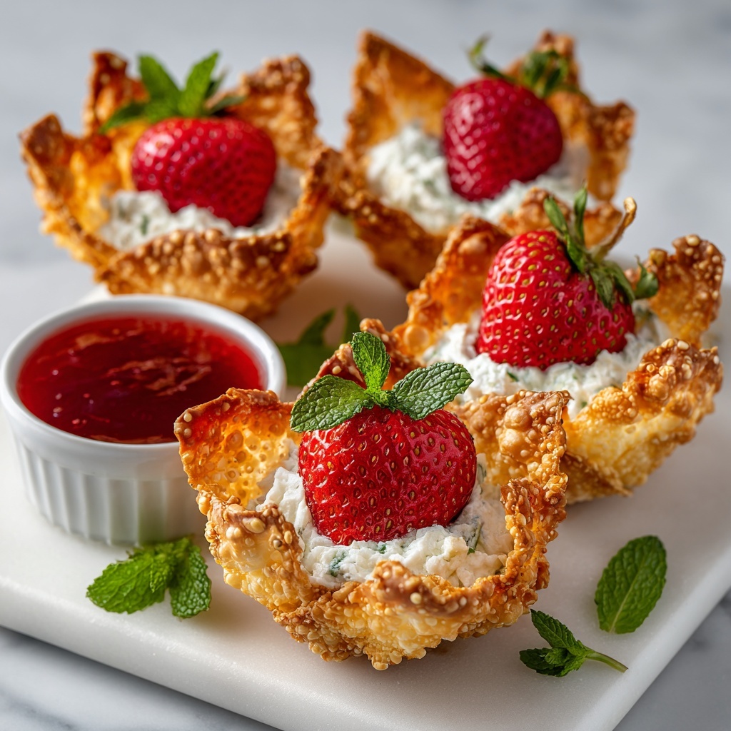 Deep-Fried Strawberry Cheesecake Wonton Bites Recipe - Recipe Image