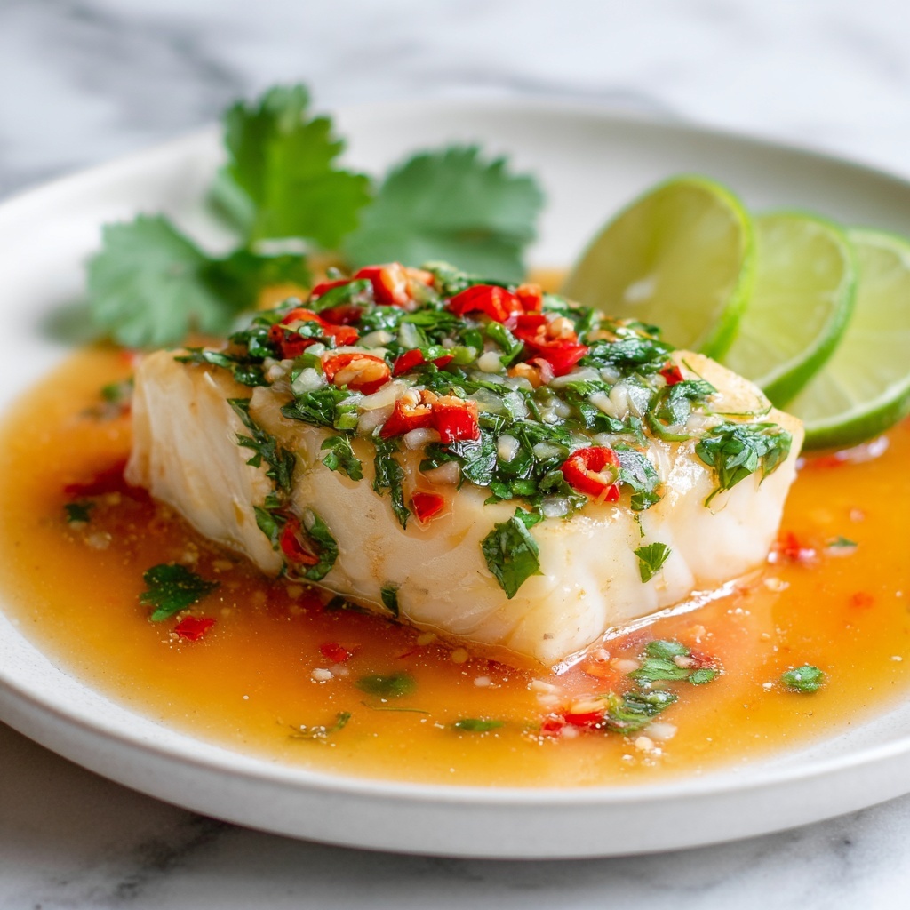 Thai Lime-Garlic Steamed Fish Recipe - Recipe Image