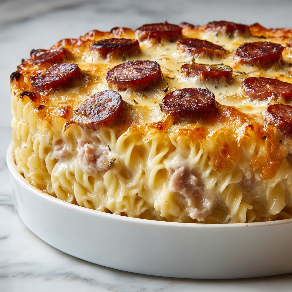 One-Pot Smoky Cheddar Ranch Chicken and Sausage Pasta Recipe - Recipe Image