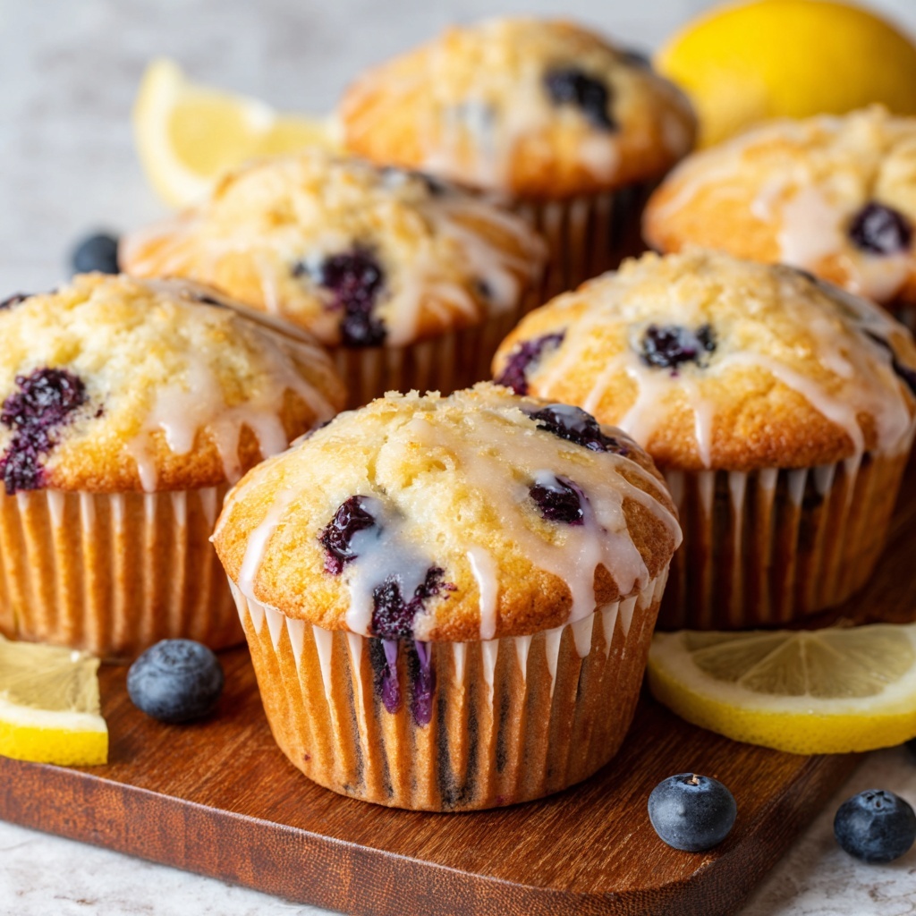Blueberry Lemon Muffins with Bright Lemon Glaze Recipe - Recipe Image