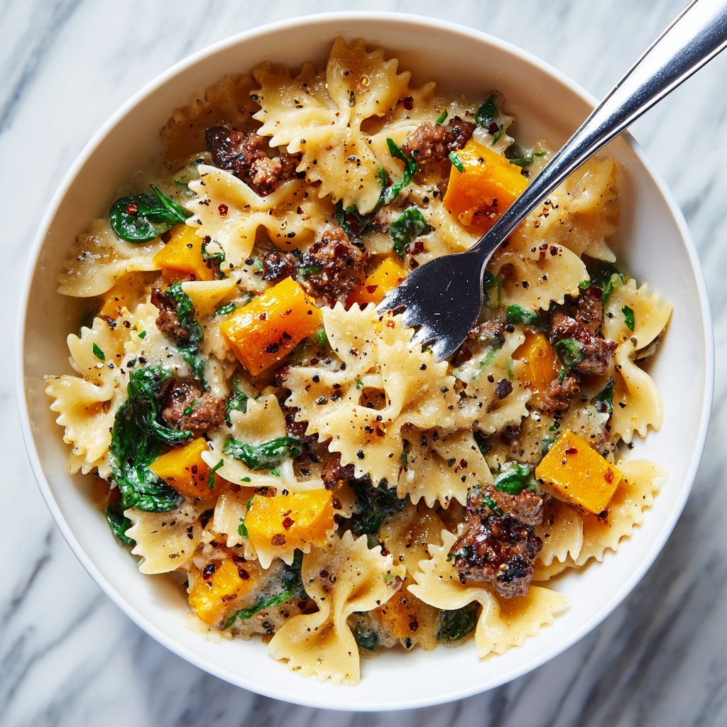 Butternut Squash Pasta with Sausage and Spinach Recipe - Recipe Image