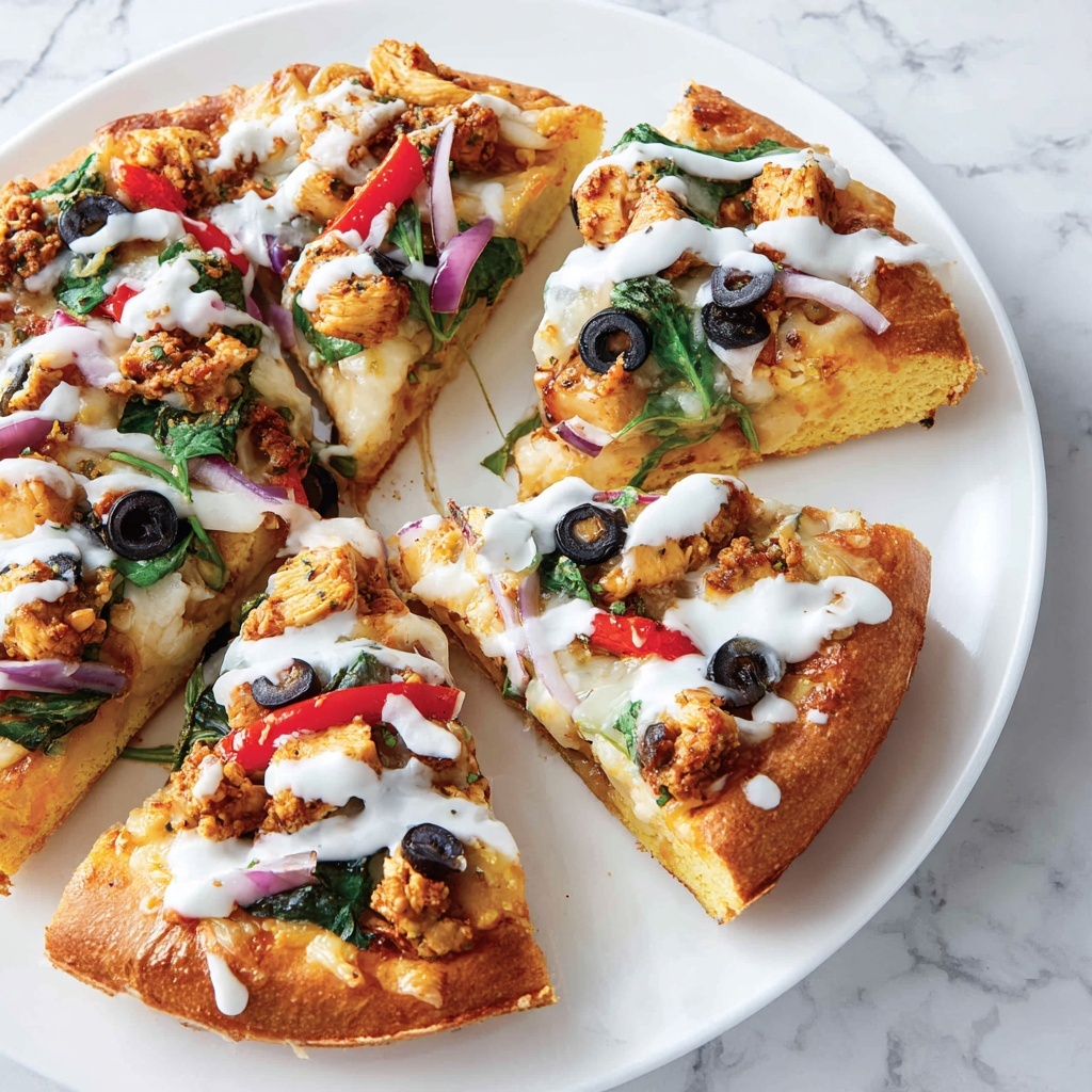 Greek Chicken Pizza with Tzatziki Drizzle Recipe - Recipe Image