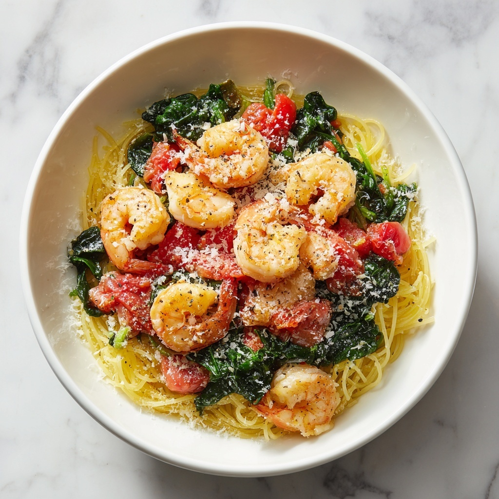 Tomato Spinach Shrimp Pasta Recipe - Recipe Image