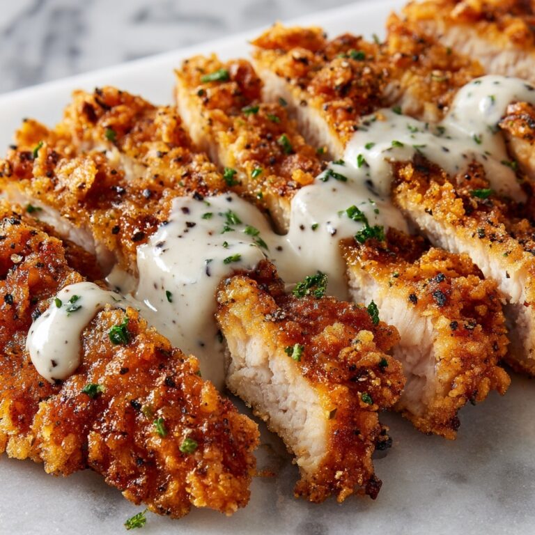 Crispy Parmesan Chicken with Creamy Garlic Sauce Recipe