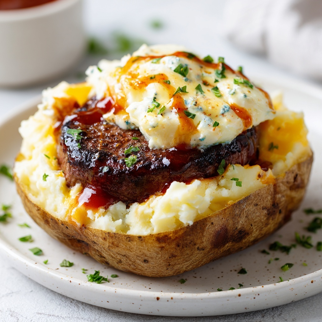 Hearty Steak Bites on Loaded Baked Potatoes Recipe - Recipe Image
