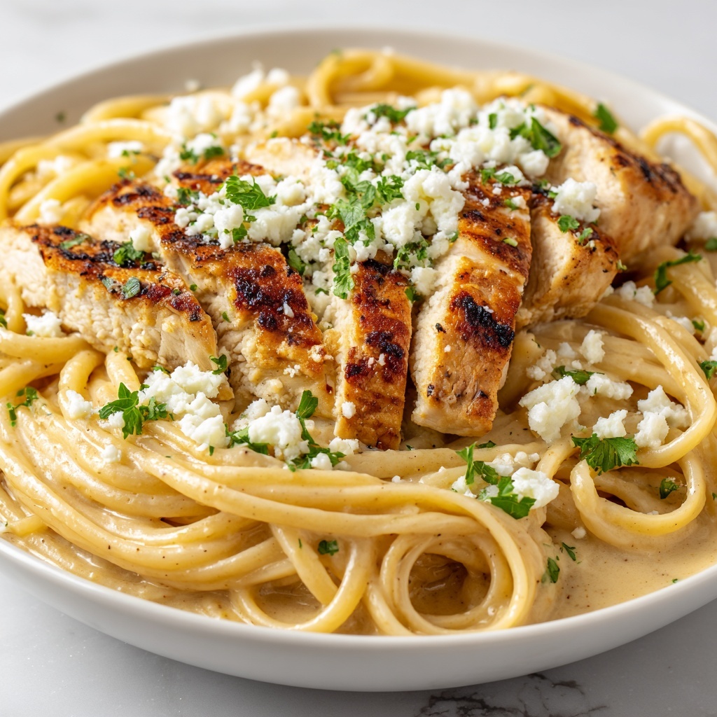 Italian Chicken with Sun-Dried Tomato Cream Sauce over Linguine Recipe - Recipe Image
