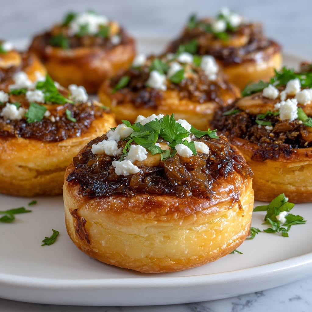 Caramelized Onion and Feta Puff Pastry Tarts Recipe - Recipe Image