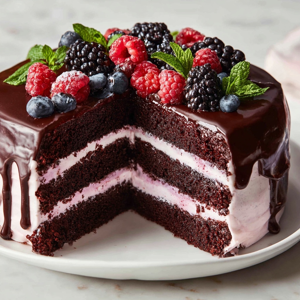 Dark Romance Chocolate Blackberry Cake Recipe - Recipe Image