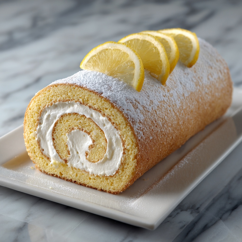 Velvet Lemon Cream Roll Cake Recipe - Recipe Image