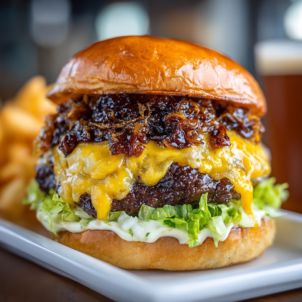 Corned Beef Burgers with Irish Cheddar and Sauerkraut Recipe - Recipe Image