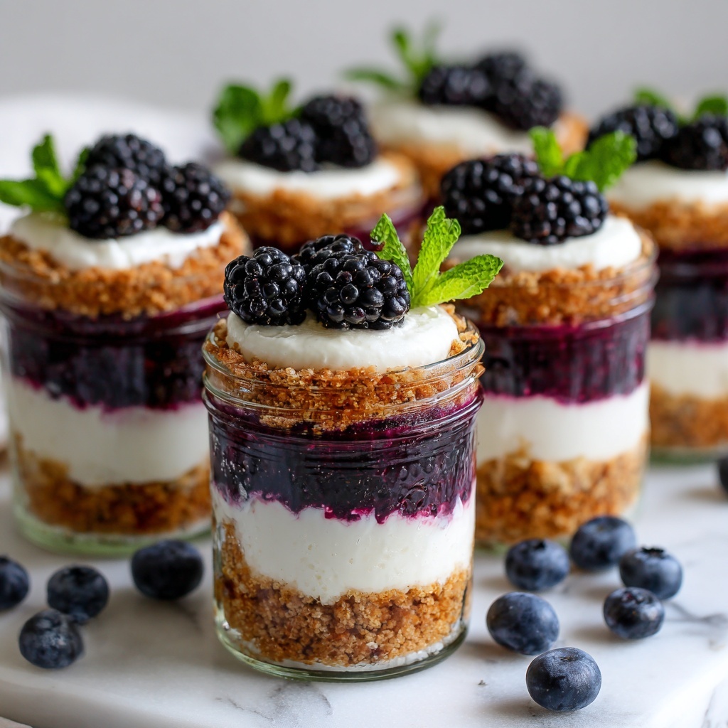 Blueberry Lemon No Bake Cheesecake Jars Recipe - Recipe Image