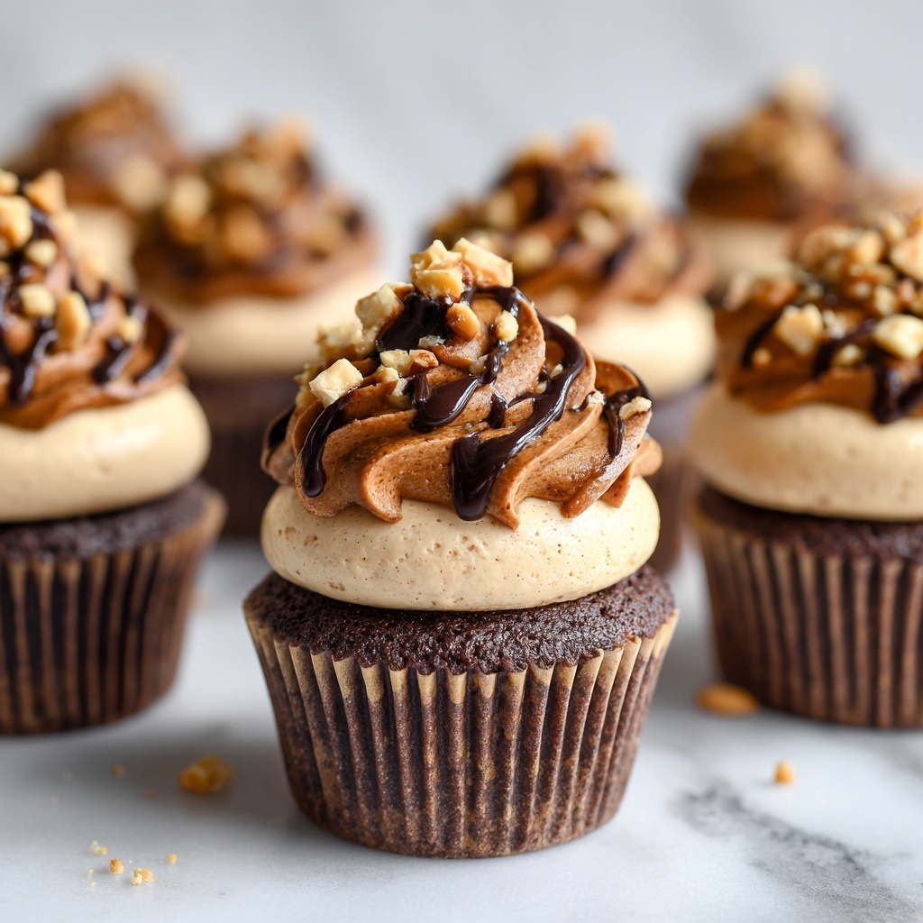Gooey Chocolate Peanut Butter Cupcakes Recipe - Recipe Image