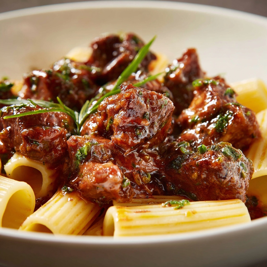 Creamy Garlic Beef Pasta Recipe - Recipe Image