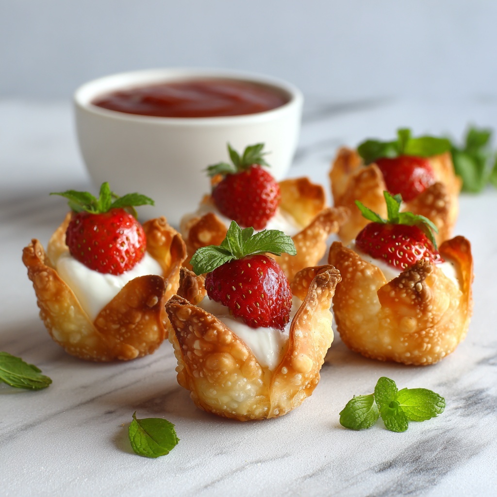 Deep-Fried Strawberry Cheesecake Wonton Bites Recipe - Recipe Image