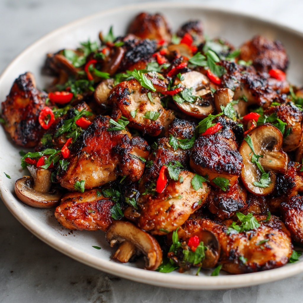 Garlic Mushroom Chicken Bites Recipe - Recipe Image