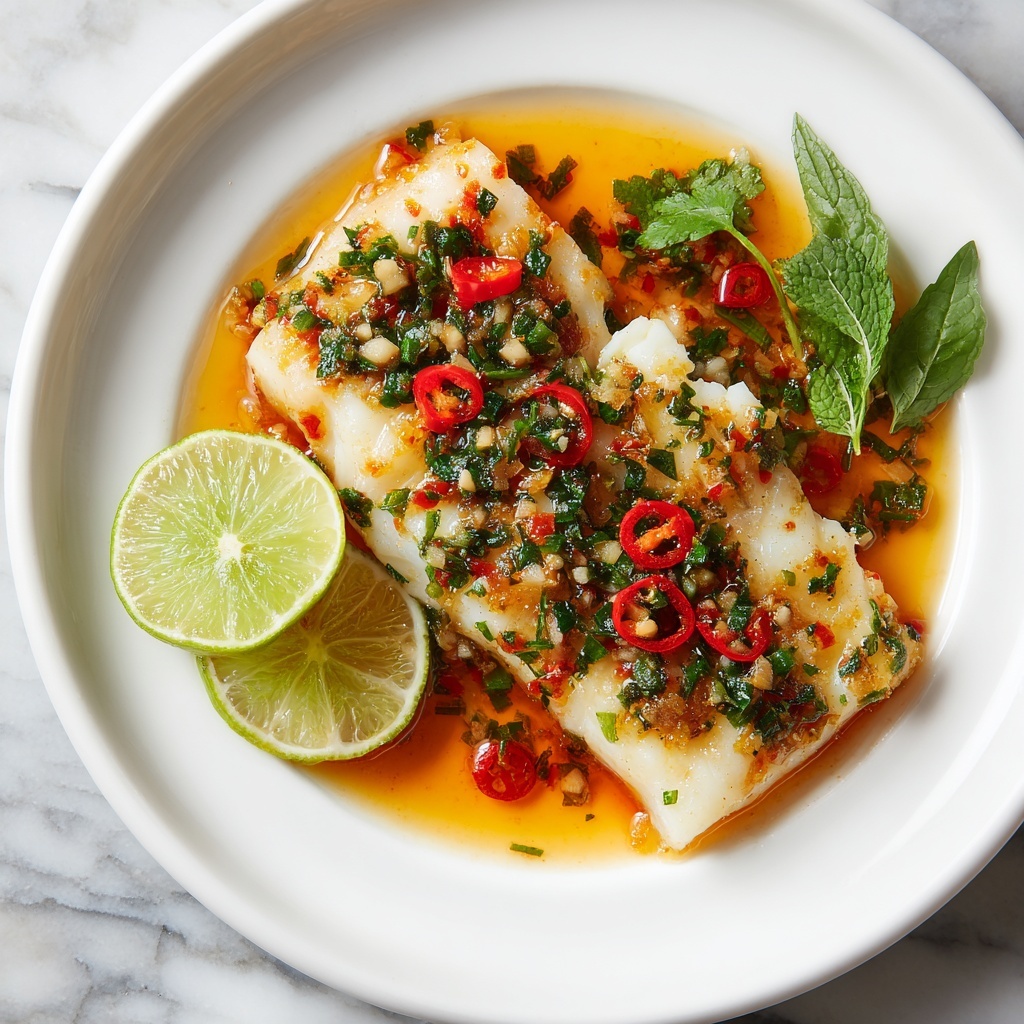 Thai Lime-Garlic Steamed Fish Recipe - Recipe Image