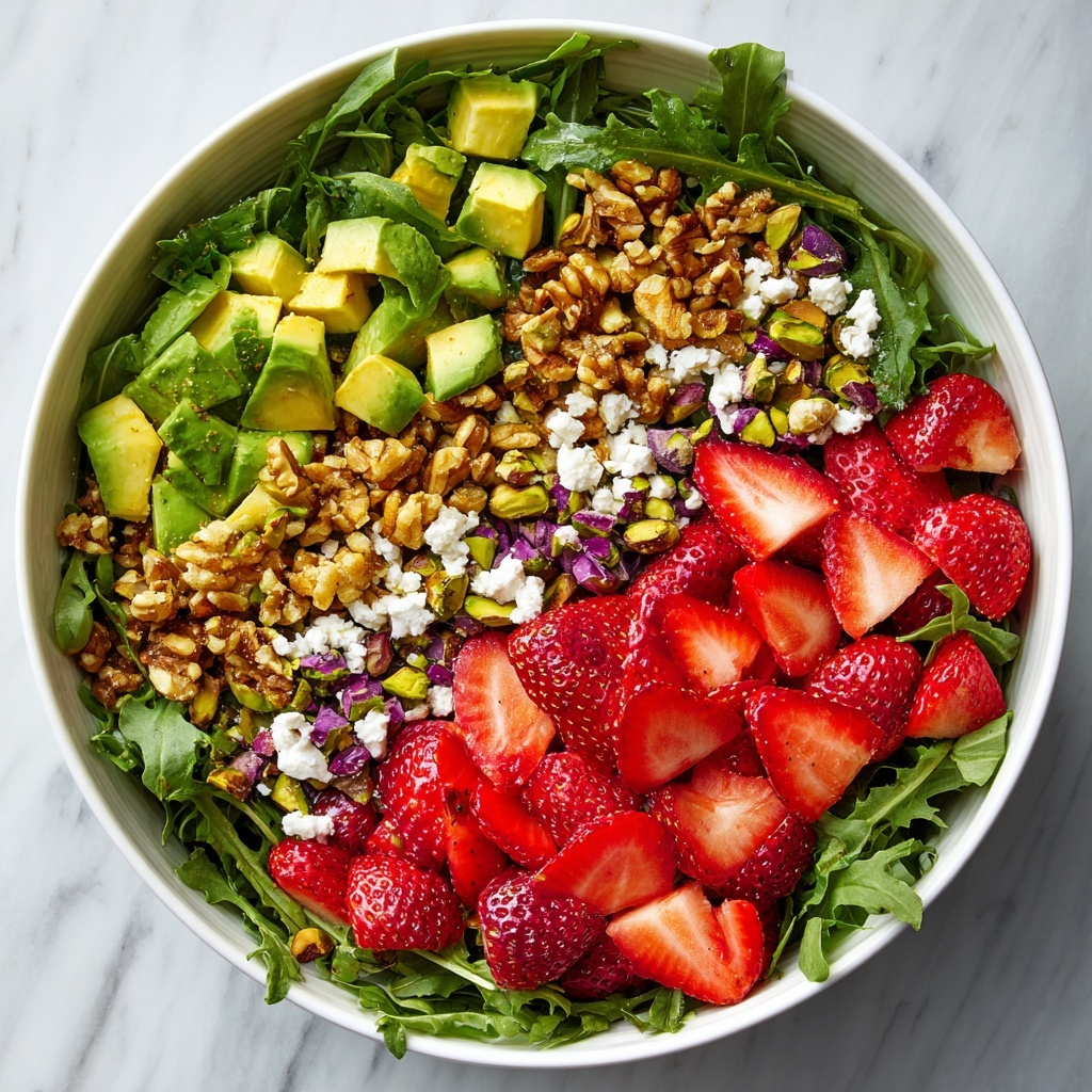 Strawberry Crunch Salad with Caramelized Almonds and Champagne Vinaigrette Recipe - Recipe Image