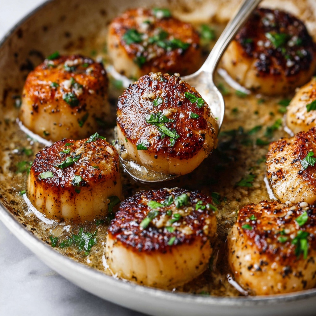 Pan Seared Scallops with Lemon Garlic Sauce Recipe - Recipe Image
