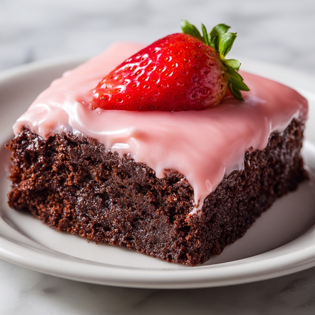 Strawberry Brownies with Pink Glaze Recipe - Recipe Image