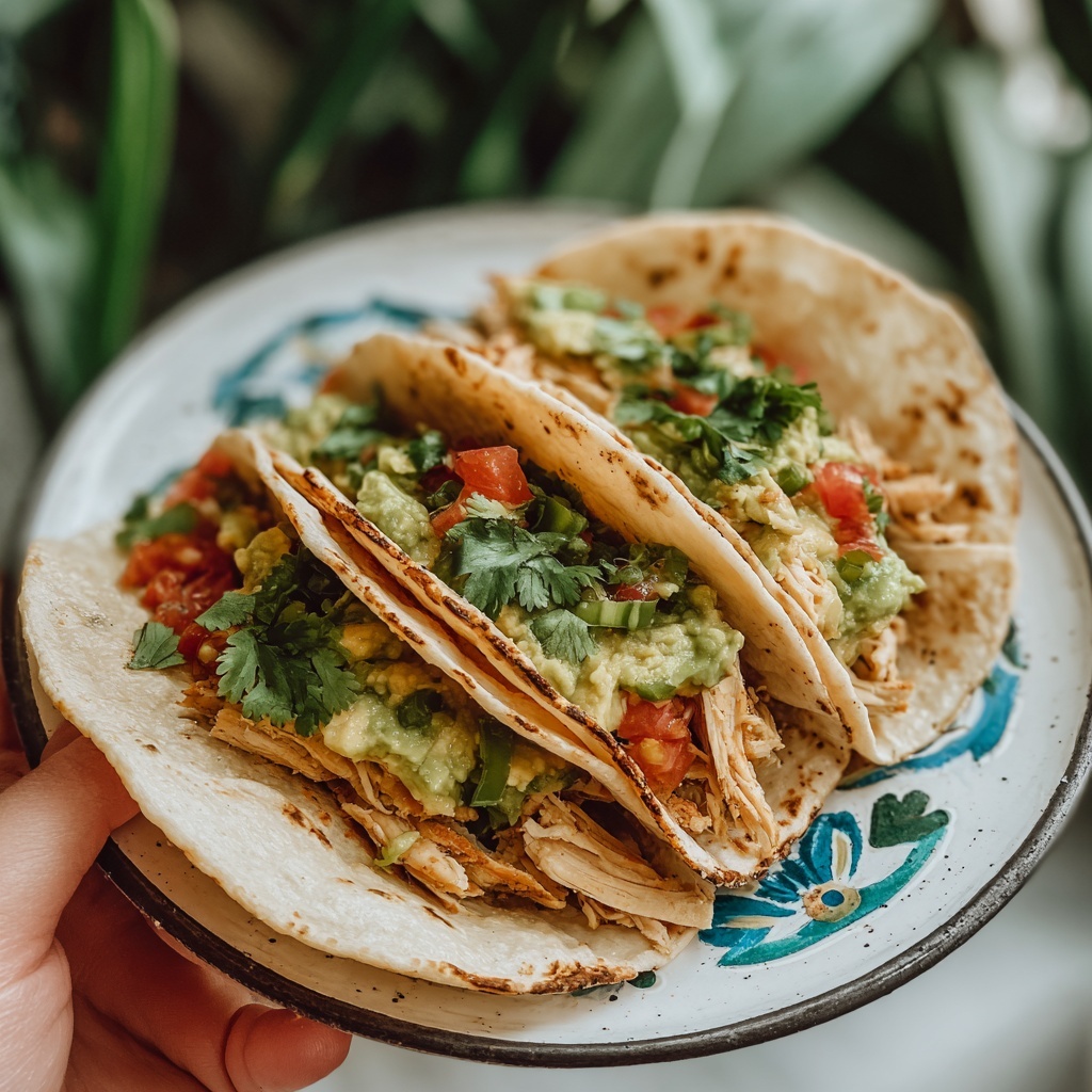Poblano Chicken Tacos with Avocado-Jalapeño Salsa Recipe - Recipe Image