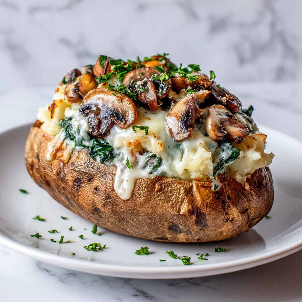 Baked Potatoes with Spinach, Cheese, and Mushrooms Recipe - Recipe Image