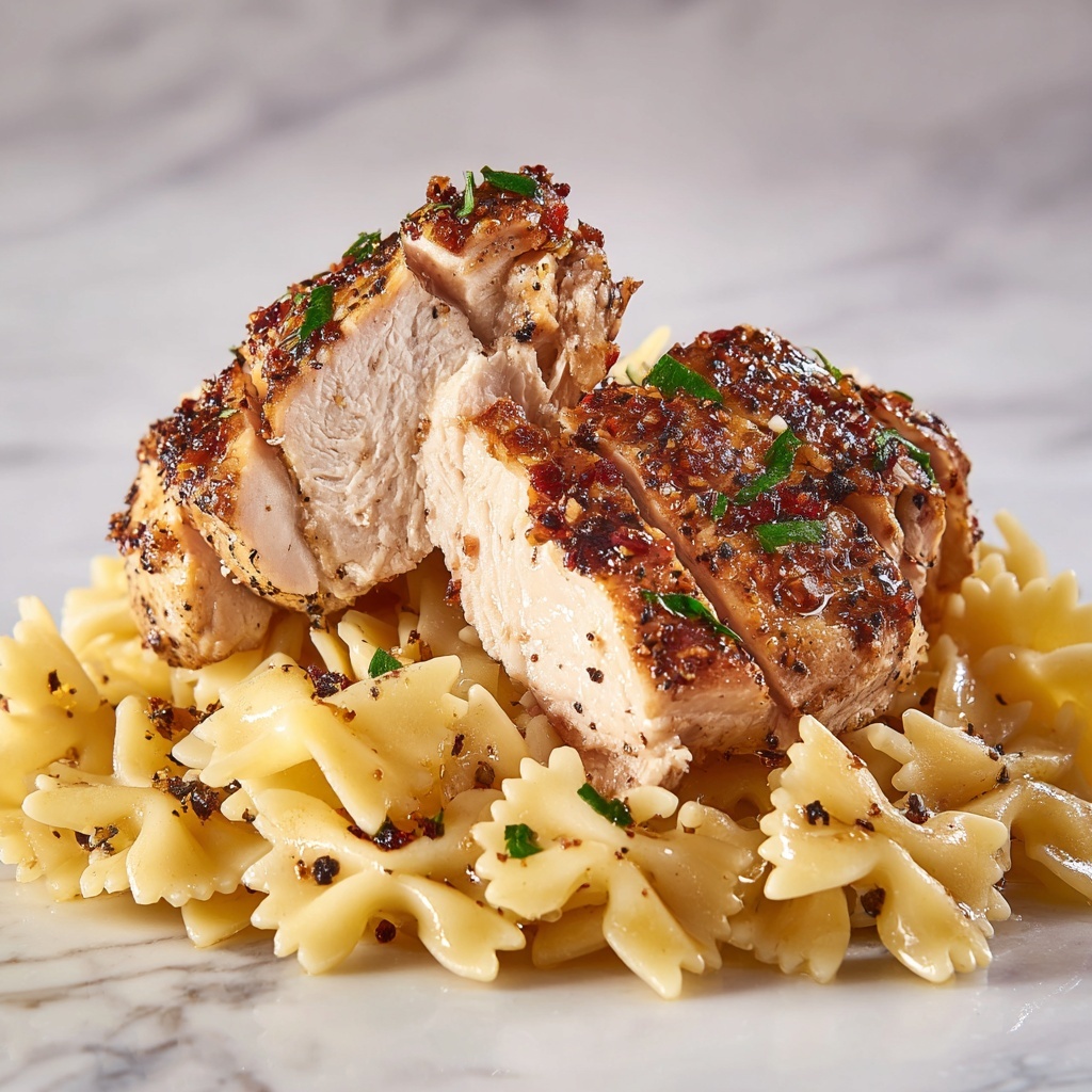 Lemon Garlic Chicken with Parmesan Bowtie Pasta Recipe - Recipe Image