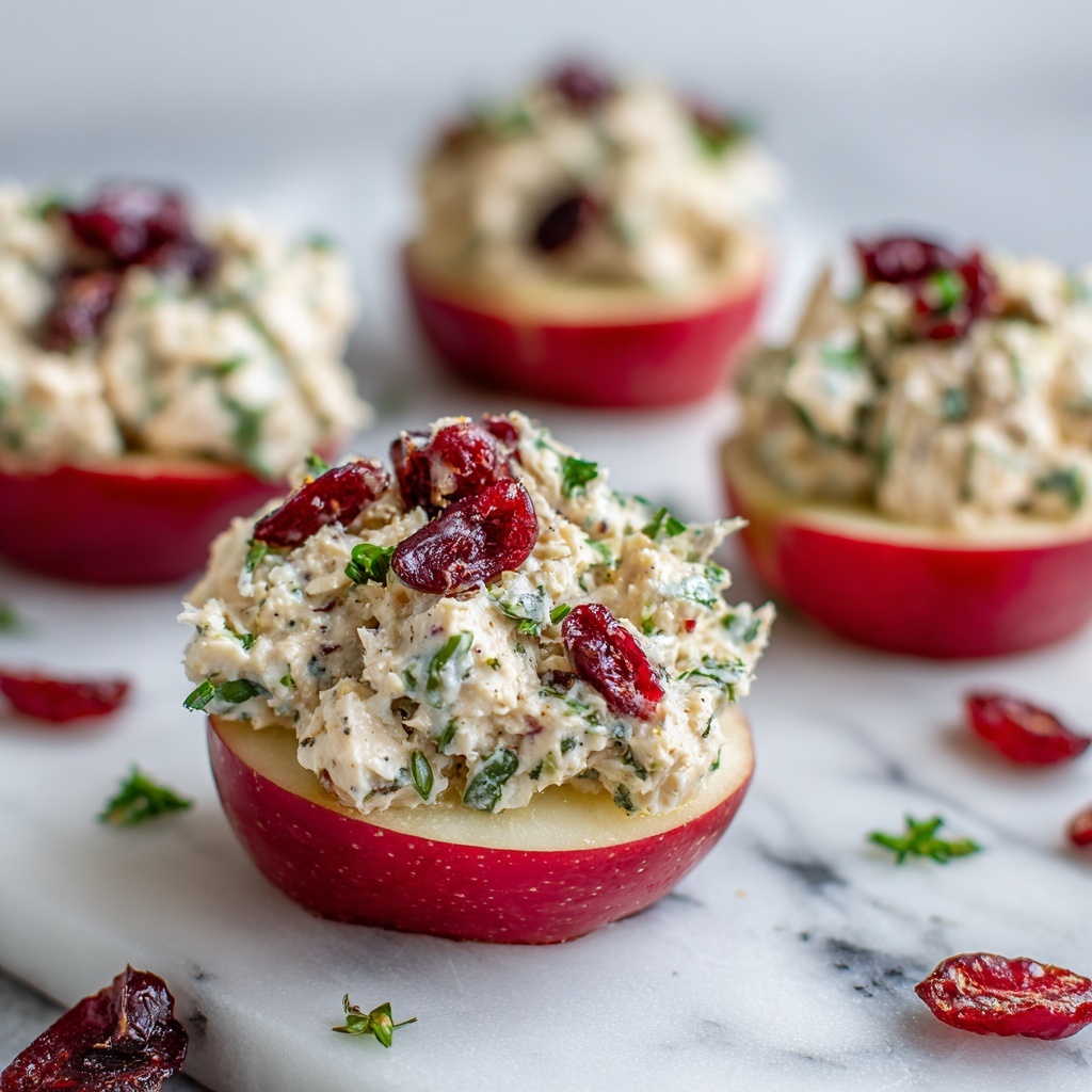 Cranberry Tuna Salad on Apple Slices Recipe - Recipe Image